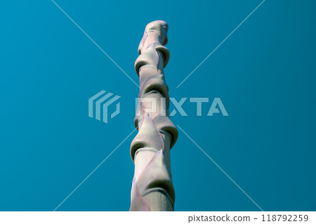 Unusual colorful tropical trees with fallen leaves, background 118792259