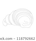 Hand drawn sliced croissant. Vector illustration of bakery product. Black and white drawing for menu, packaging and label 118792662