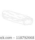 Hand drawn eclair cookie. Vector illustration of bakery product. Black and white drawing for menu, packaging and label 118792668