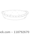Hand drawn pie. Vector illustration of bakery product. Black and white drawing for menu, packaging and label 118792670