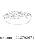 Hand drawn pie. Vector illustration of bakery product. Black and white drawing for menu, packaging and label 118792671