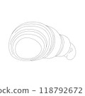 Hand drawn sliced croissant. Vector illustration of bakery product. Black and white drawing for menu, packaging and label 118792672
