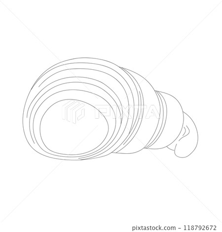 Hand drawn sliced croissant. Vector illustration of bakery product. Black and white drawing for menu, packaging and label 118792672