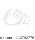 Hand drawn sliced croissant. Vector illustration of bakery product. Black and white drawing for menu, packaging and label 118792776