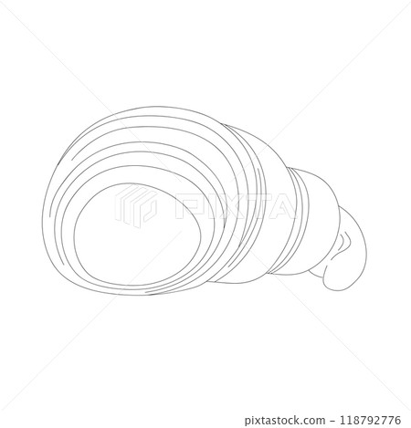 Hand drawn sliced croissant. Vector illustration of bakery product. Black and white drawing for menu, packaging and label 118792776