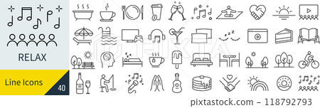 Relaxation icon set 118792793