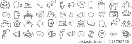 關於單色向量中的對話的線條畫圖示集 關於單色向量中的對話的線條畫圖示集 118792796