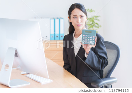 使用計算機工作的女商人 使用計算機工作的女商人 118794115