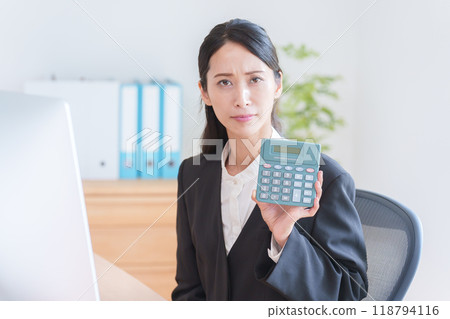 使用計算機工作的女商人 使用計算機工作的女商人 118794116