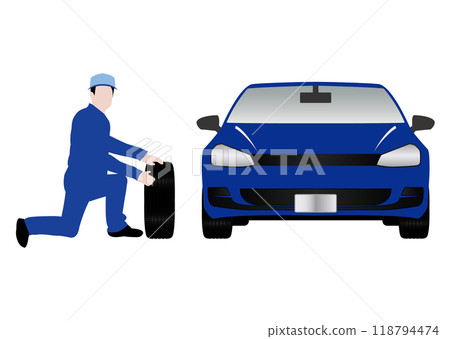 輪胎更換和工人 118794474