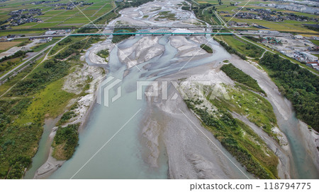 黑部川河口附近、黑部川左岸、黑部市鳥瞰圖 黑部川河口附近、黑部川左岸、黑部市鳥瞰圖 118794775