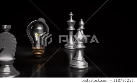 The light bulb  and chess for idea or business concept 3d rendering. 118795255