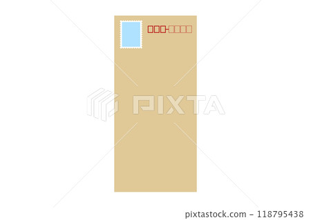 Illustration of a simple brown envelope with a stamp attached Illustration of a simple brown envelope with a stamp attached 118795438