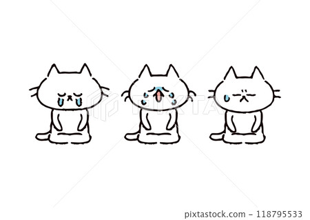 一隻貓坐直並反思的插圖 一隻貓坐直並反思的插圖 118795533