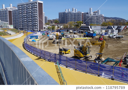A view of the construction site of the square next to the soccer stadium A view of the construction site of the square next to the soccer stadium 118795789