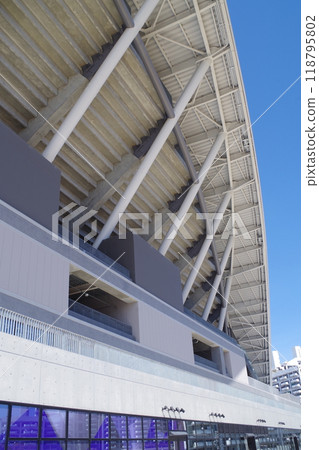 Hiroshima soccer stadium building view 118795802
