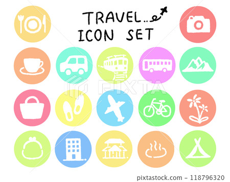 手繪簡單的旅行圖像圖示集 手繪簡單的旅行圖像圖示集 118796320