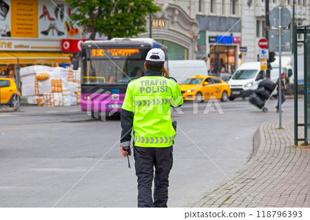 Turkish Traffic policeman in Istanbul Turkish Traffic policeman in Istanbul 118796393