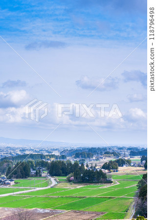 Scenery of scattered villages in the Tonami Plain Scenery of scattered villages in the Tonami Plain 118796498