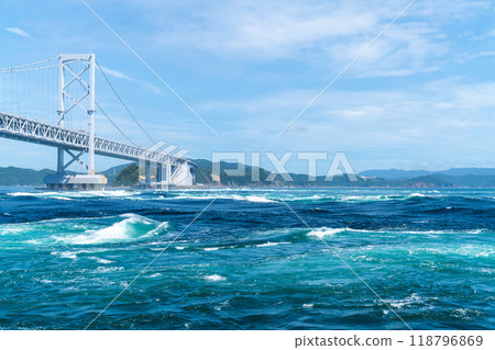 The whirlpools of the Naruto Strait. A tourist image of Awaji Island. The whirlpools of the Naruto Strait. A tourist image of Awaji Island. 118796869