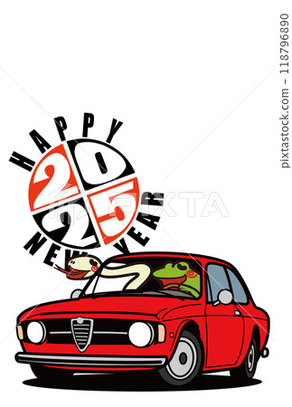 2025新年賀卡模板十二生肖與義大利復古運動 118796890