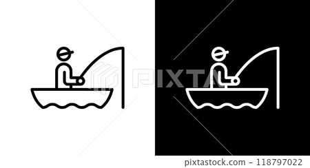 船釣魚簡單線圖標 118797022