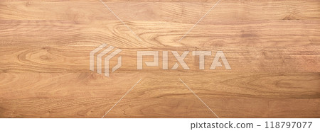 Background image of a horizontal board of light brown walnut wood grain 118797077