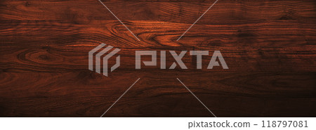 深棕色胡桃木紋水平板的背景圖像 118797081
