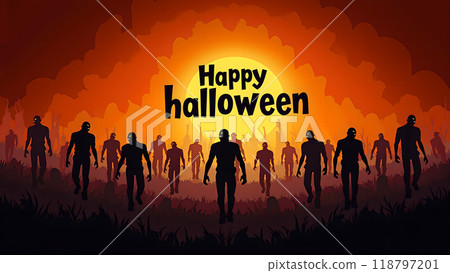 Zombie Happy halloween zombies walking towards the viewer 118797201