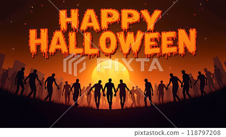 Zombie Happy halloween zombies walking towards the viewer 118797208