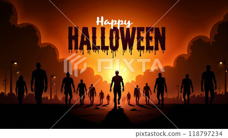 Zombie Happy halloween zombies walking towards the viewer 118797234