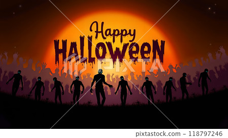 Zombie Happy halloween zombies walking towards the viewer 118797246