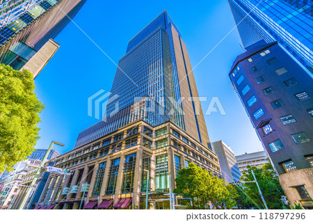 Tokyo cityscape in Japan, Muromachi 3-chome South. Views of Nihonbashi Mitsui Tower, Coredo Muromachi Terrace, Nihonbashi Muromachi Mitsui Tower, etc. 118797296