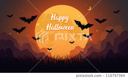 Happy halloween Moon Bats flying spooky 118797364