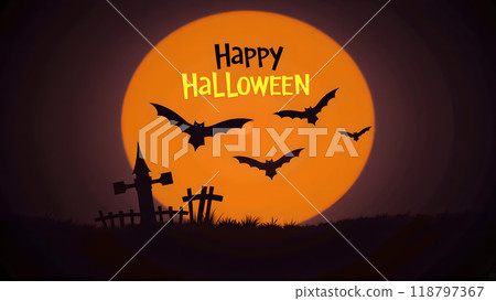 Happy halloween Moon Bats flying spooky Happy halloween Moon Bats flying spooky 118797367