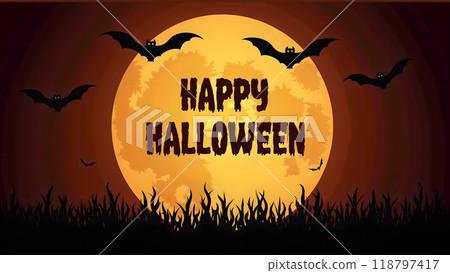 Happy halloween Moon Bats flying spooky Happy halloween Moon Bats flying spooky 118797417