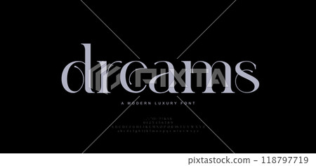 Modern luxury beauty font alphabet logo. Typography beautiful minimal elegant classic letter serif fonts fashion wedding vintage retro logos. vector illustration Modern luxury beauty font alphabet logo. Typography beautiful minimal elegant classic letter serif fonts fashion wedding vintage retro logos. vector illustration 118797719