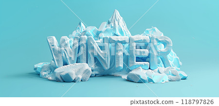 卡通3D冬天插画字体素材 118797826