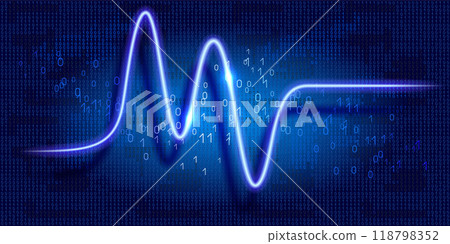 Schedule tracking of processor status, disk monitoring, CPU indicator or RAM on binary code background. Abstract banner with glowing graphs. 118798352