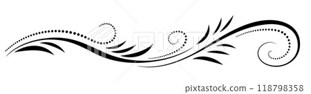 Floral ornament with leaves and abstract lines. Graceful element for decor and greeting or invitation card design 118798358