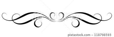 Floral ornament with leaves and abstract lines. Graceful element for decor and greeting or invitation card design Floral ornament with leaves and abstract lines. Graceful element for decor and greeting or invitation card design 118798593