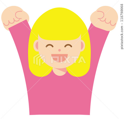 一個微笑的女人舉起雙拳的圖標 118798668