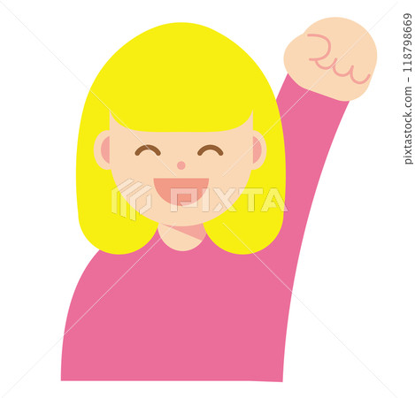 微笑的女人舉起拳頭的圖標 118798669