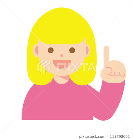 Illustration of a smiling woman pointing Illustration of a smiling woman pointing 118798691