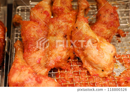 grilled chicken wings on barbecue grill grilled chicken wings on barbecue grill 118800326