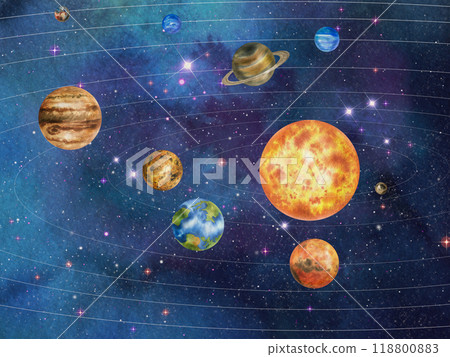 太陽系行星和恆星的插圖 118800883