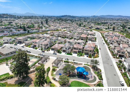 Aerial view of big houses community in Escondido, California 118801544