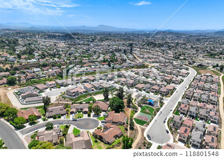 Aerial view of big houses community in Escondido, California Aerial view of big houses community in Escondido, California 118801548