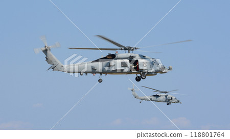U.S. Navy MH-60R Seahawk and MH-60S Nighthawk conducting a search. 118801764