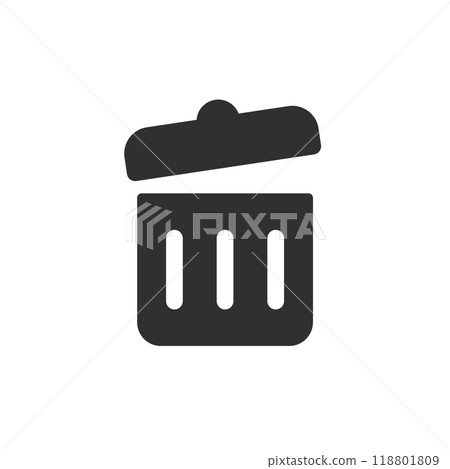 開蓋的黑色垃圾桶圖示 — 累積了大量垃圾和不必要數據的圖像材料 118801809